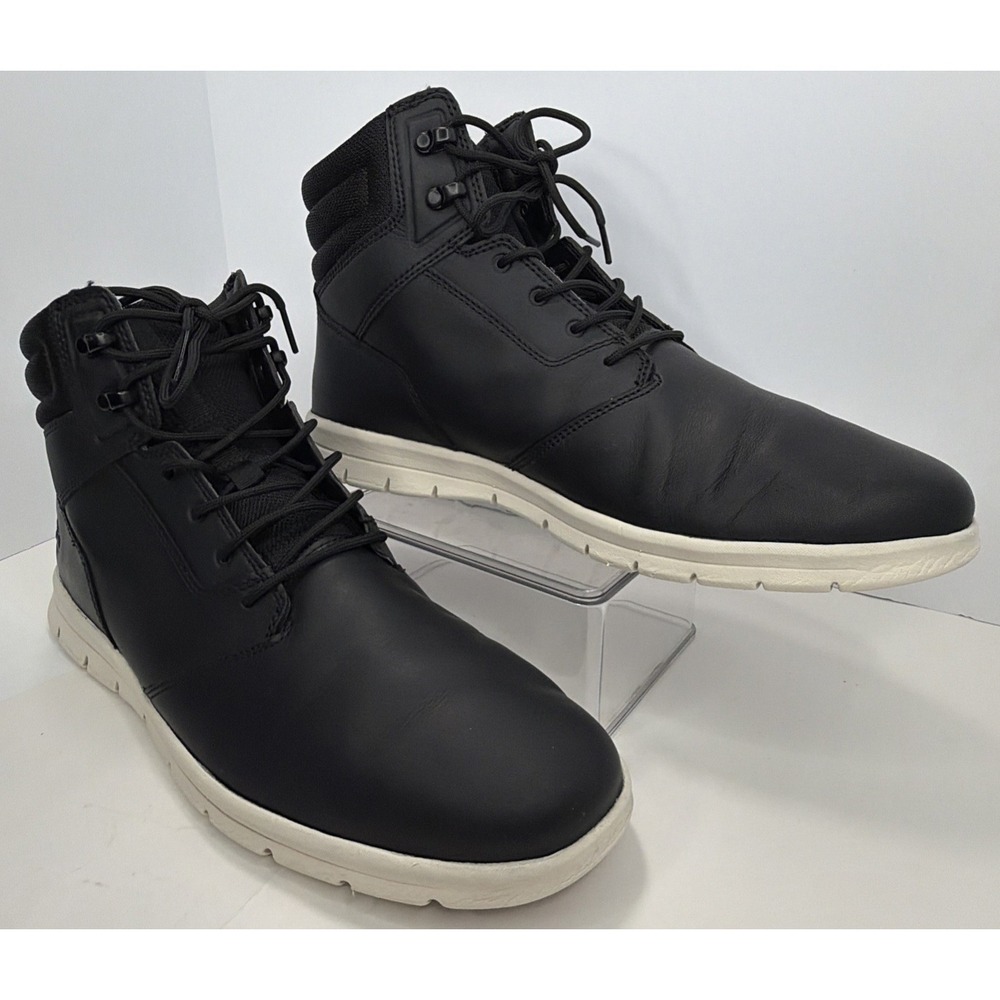 Timberland Men's Black Leather Chukka Ankle Boots Lace-Up Comfort US 12